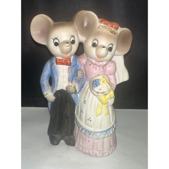 LeCroy Other - Vintage LeCroy Ceramic Mouse Bride and Groom Wedding Figurine Hand Painted 4.5in